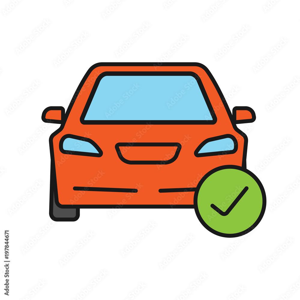 Car with check mark color icon Car with check mark color icon