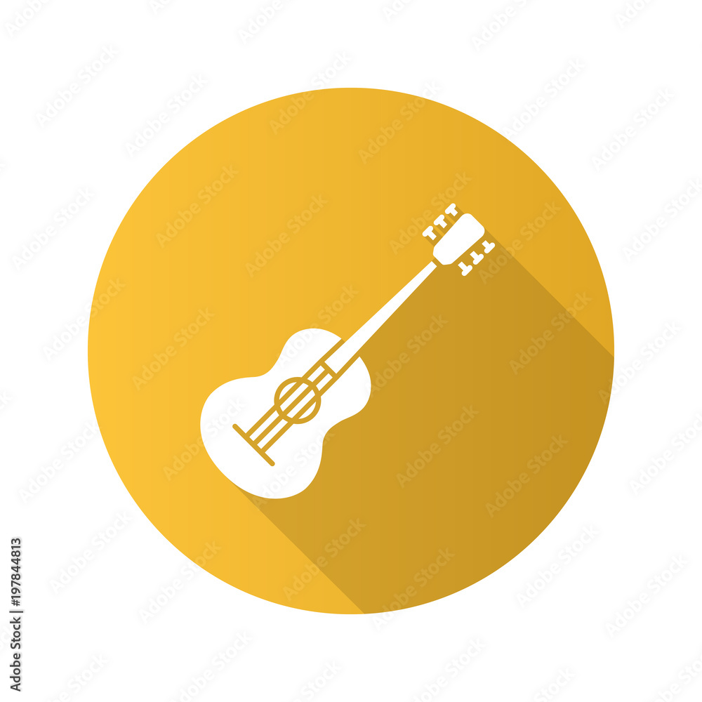 Guitar flat design long shadow glyph icon Guitar flat design long shadow glyph icon