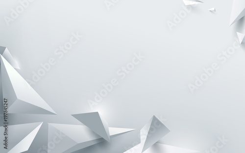 Abstract white 3d polygonal background. Vector illustration