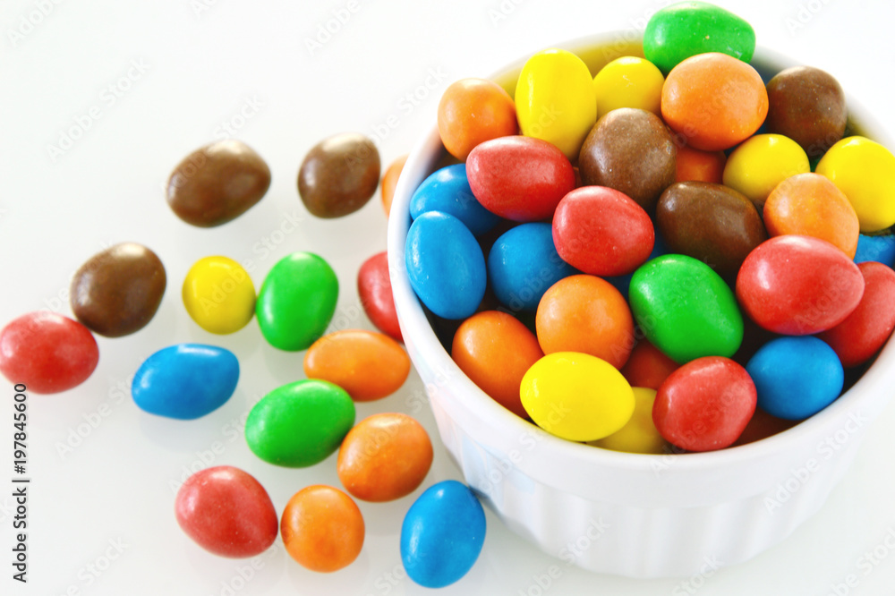 Colorful and Sweet with chocolate ball one white background Colorful and Sweet with chocolate ball one white background