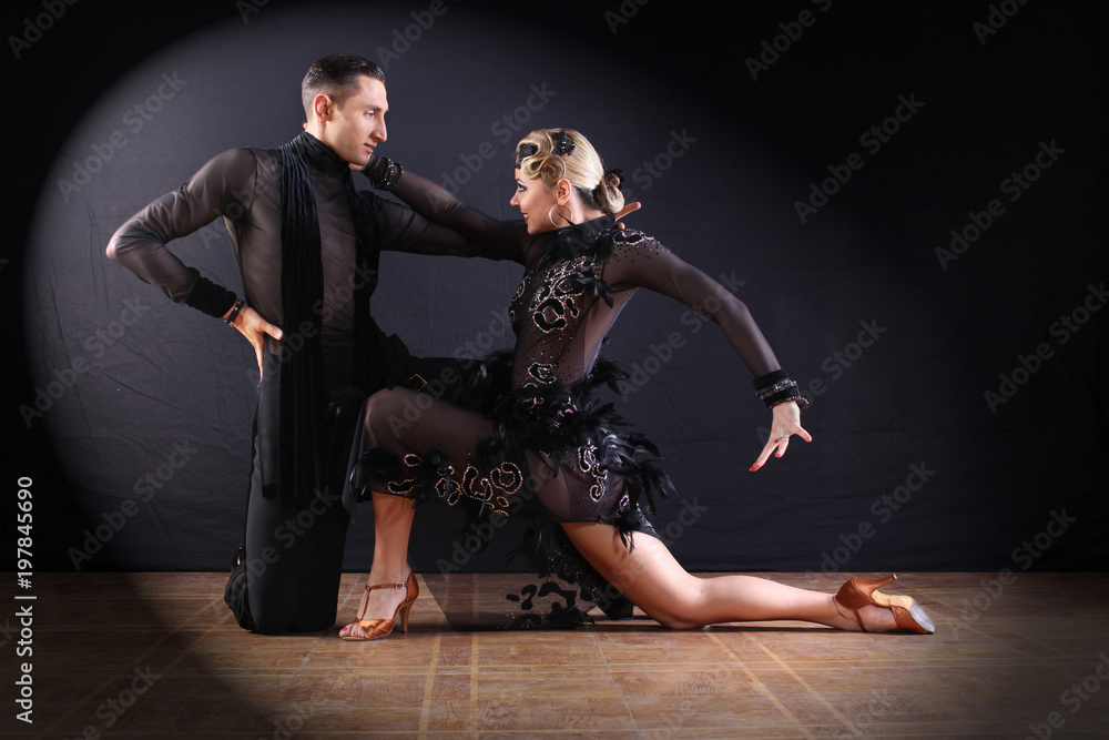 dancers in ballroom isolated on black background dancers in ballroom isolated on black background