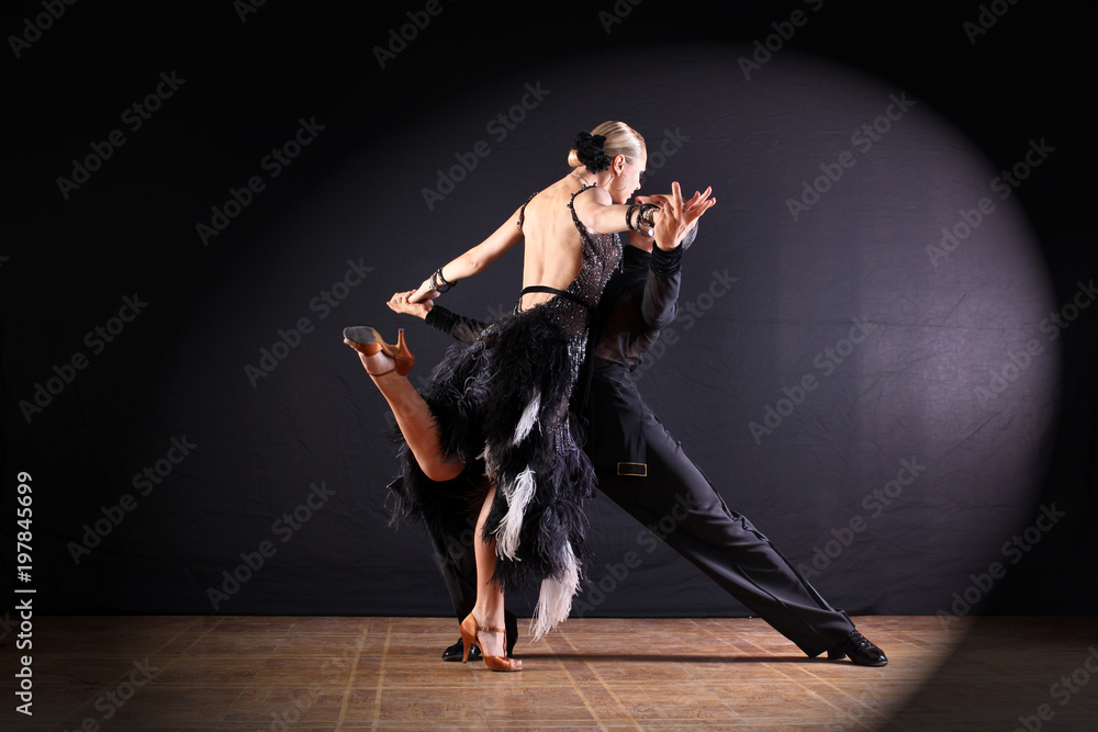 dancers in ballroom isolated on black background dancers in ballroom isolated on black background
