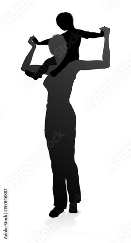 Mother and Child Family Silhouette