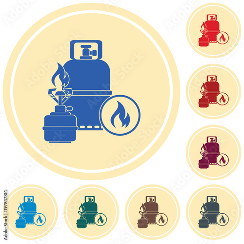 Camping stove with gas bottle icon