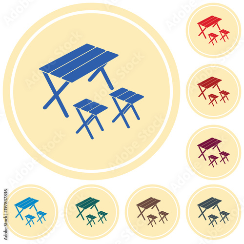 Camping table and stool icon
