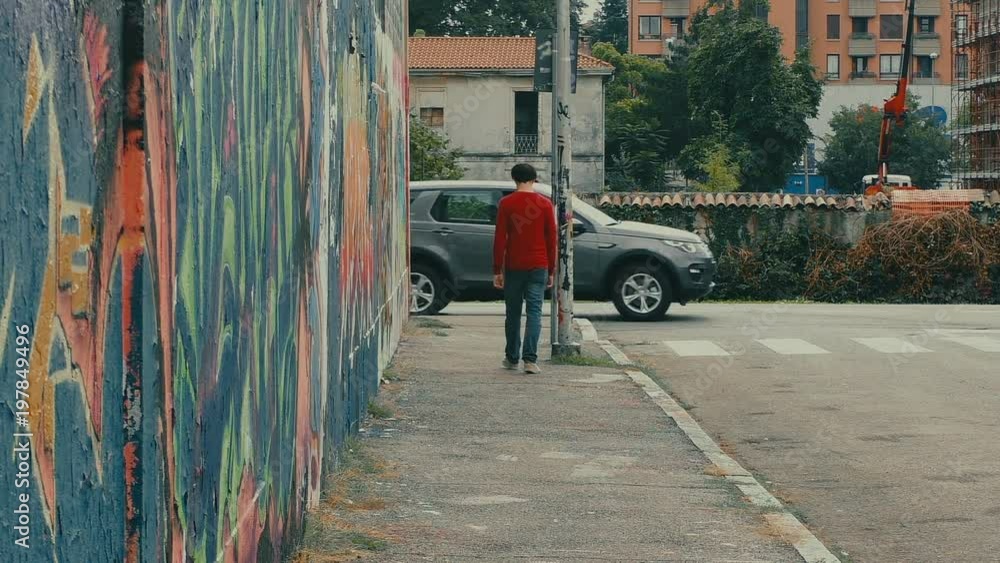 custom made wallpaper toronto digitalLonely boy turns around the corner of an empty street.