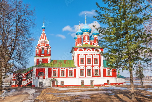 Gold ring of Russia. The ancient city of Uglich in the spring. Tsarevich Dimitri's Church on Blood