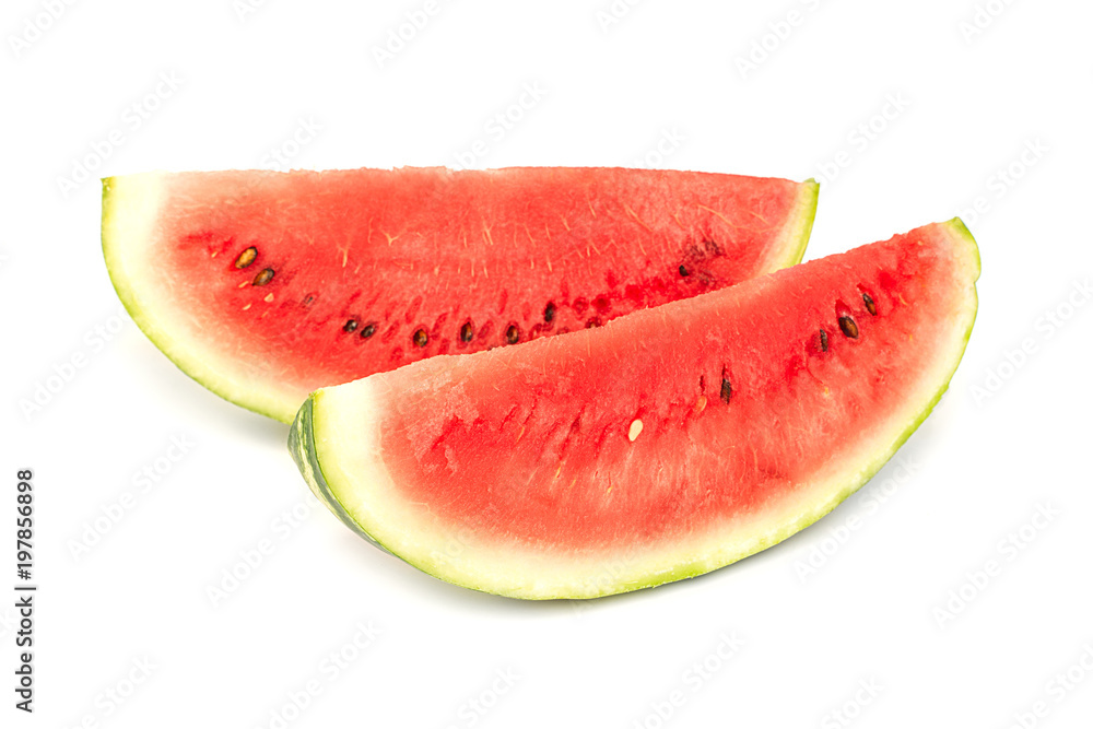 Sliced ripe watermelon on white background. Closeup of watermelon Sliced ripe watermelon on white background. Closeup of watermelon