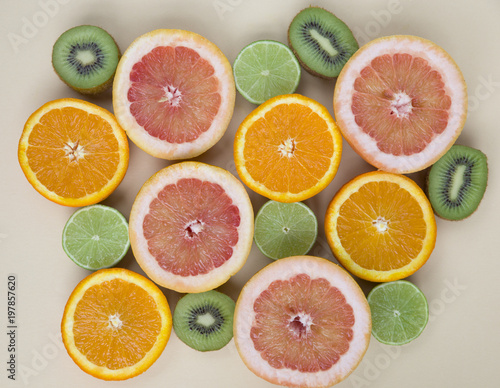 fresh fruits on white background