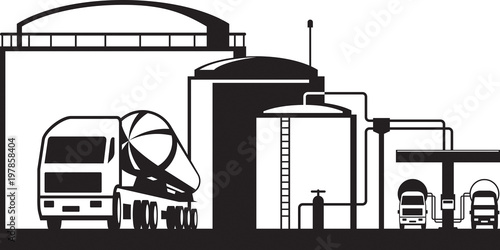 Distribution oil depot - vector illustration