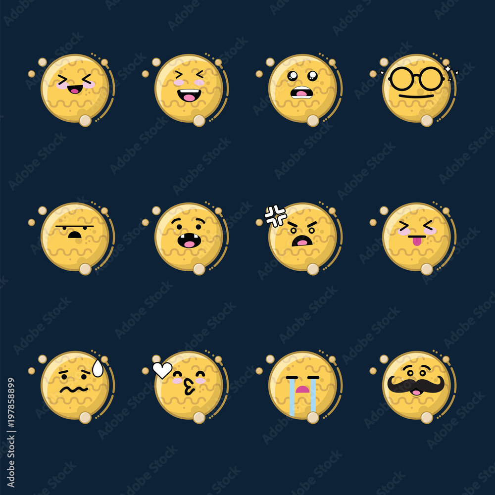 Smile emoji emoticon face in planet with a lot of variation Smile emoji emoticon face in planet with a lot of variation