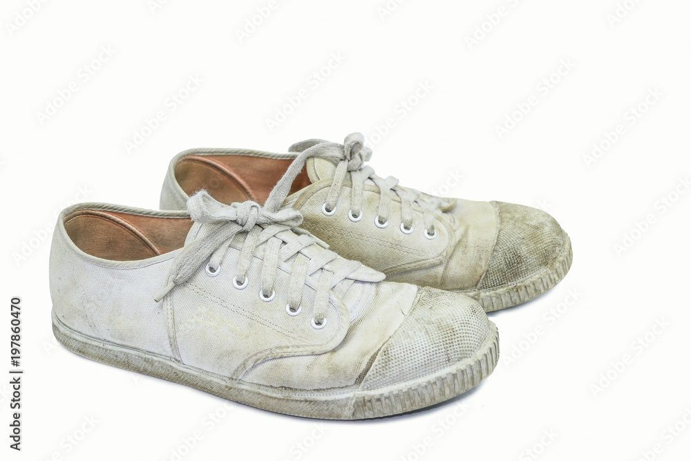 dirty shoe isolated white background 