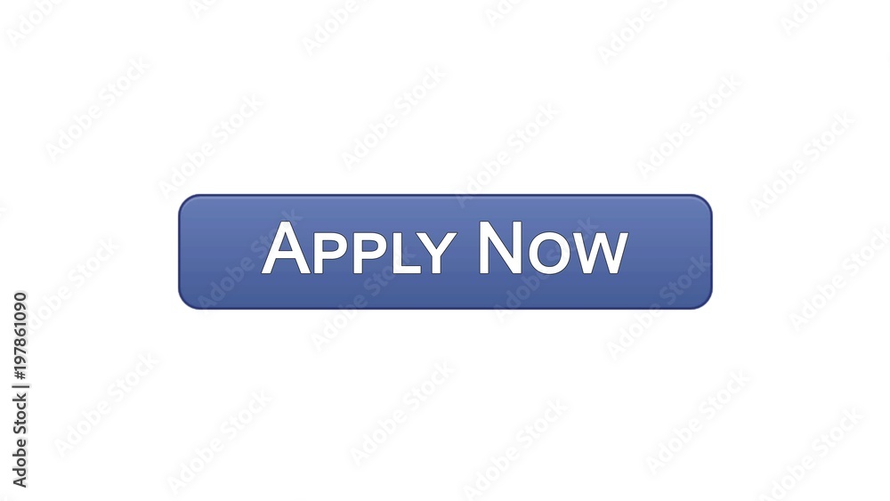 Apply now web interface button violet color, online education program, vacancy