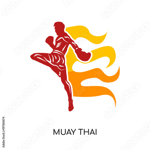 muay thai logo isolated on white background for your web, mobile and app design