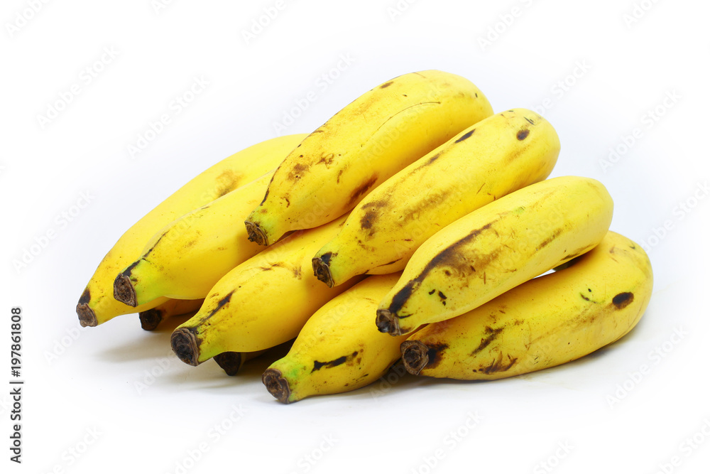 Yellow banana food isolate on white background 