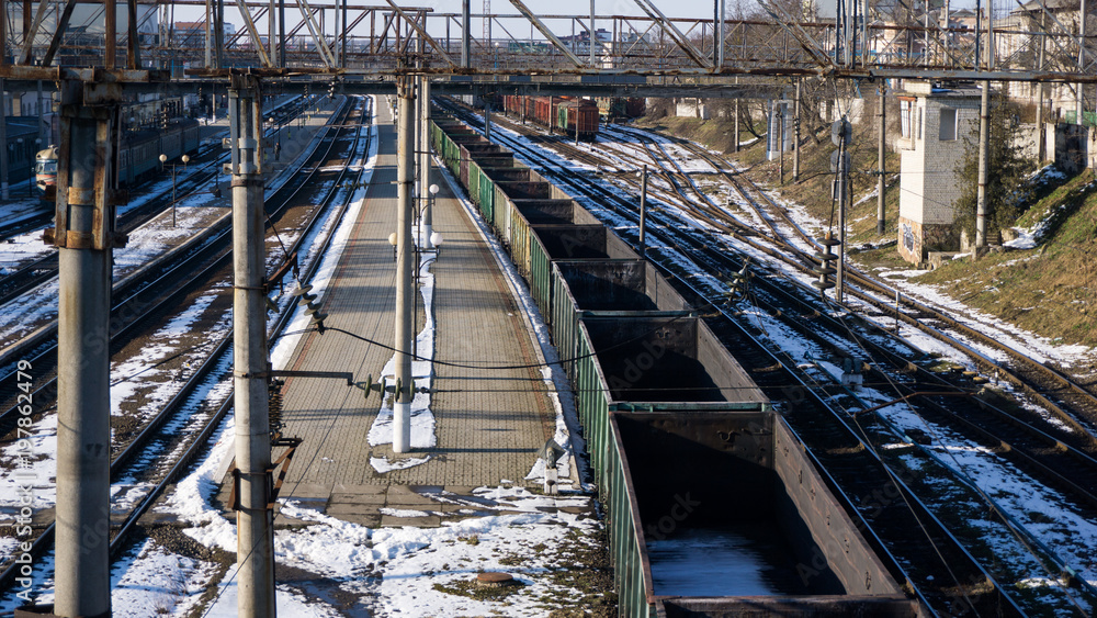 Fototapeta premium Cargo train wagons