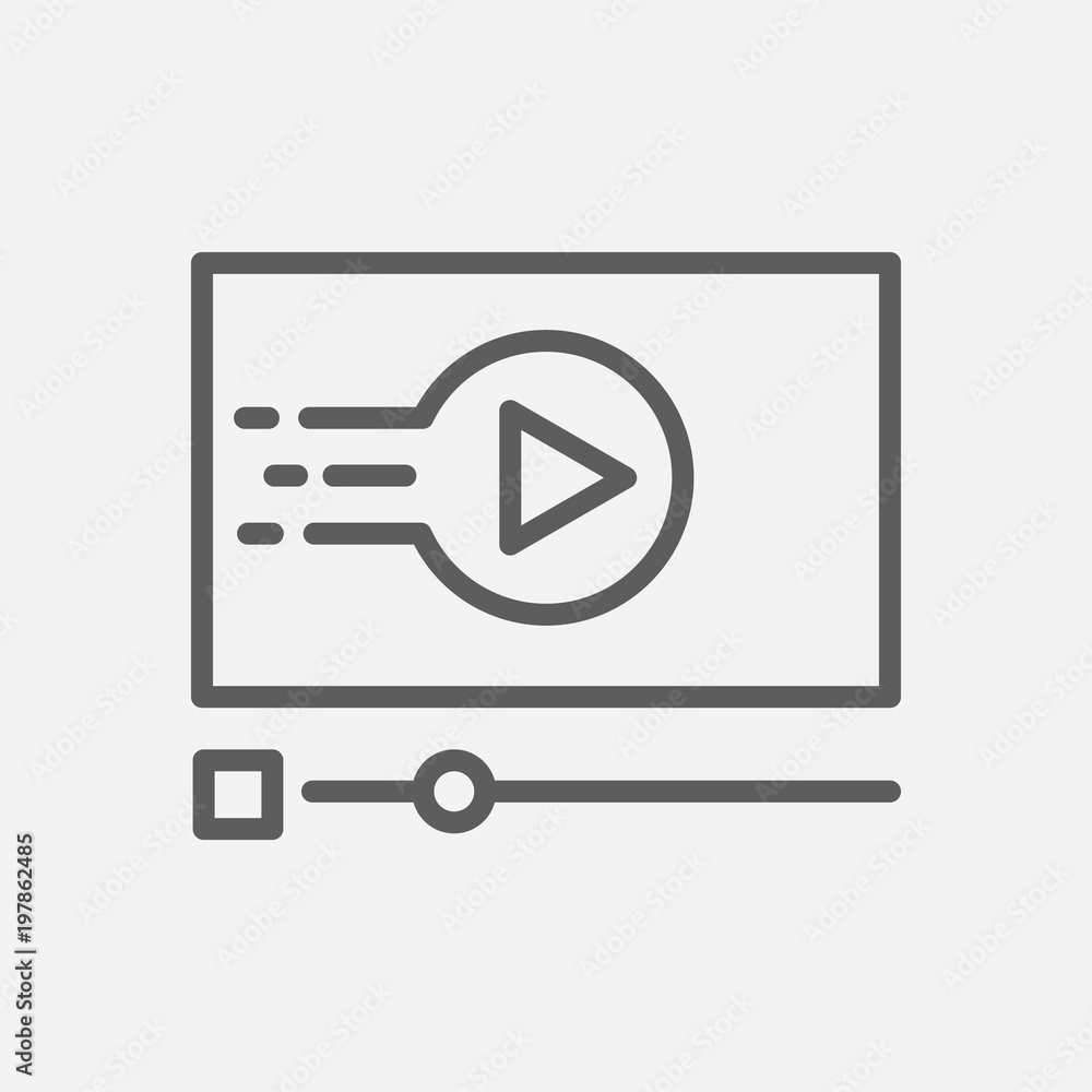 Video Stream Icon Line. Isolated Symbol on Online Education Topic