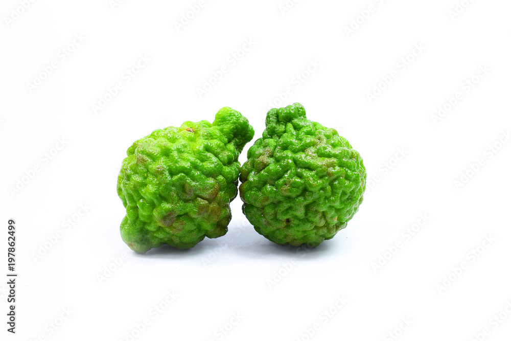 Bergamot fruit with cut in half isolated on white background Bergamot fruit with cut in half isolated on white background