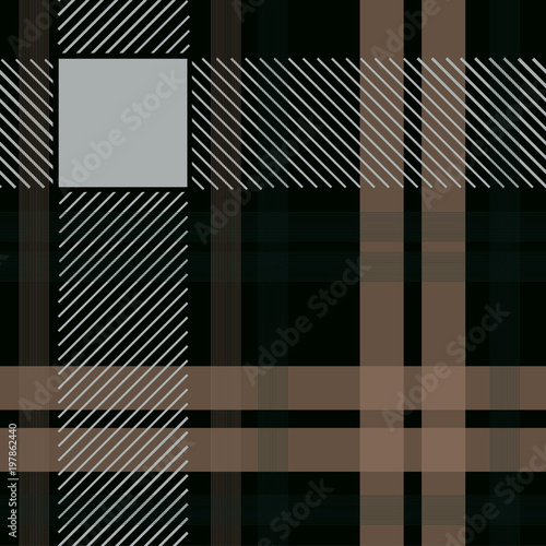 white nd black platinum checkered plaid tartan seamless pattern. Vector illustration.