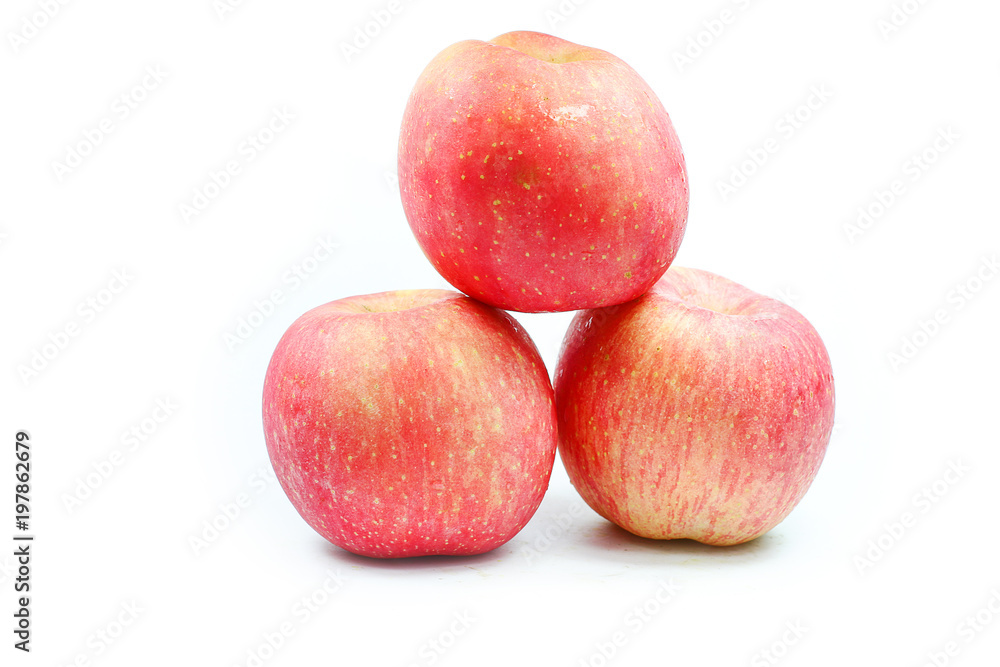 Red fresh apple isolated white background Red fresh apple isolated white background