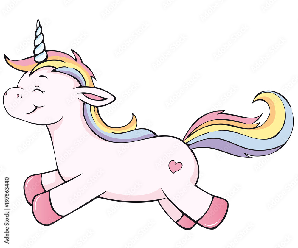 cute flying unicorn in rainbow colors Stock-Vektorgrafik | Adobe Stock