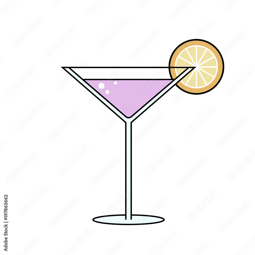 Image of a cocktail on a white background in a flat style.