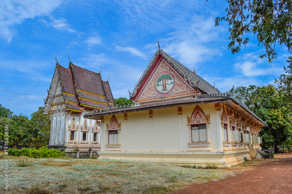 Buddhist temple with blue sky in Thailand Buddhist temple with blue sky in Thailand