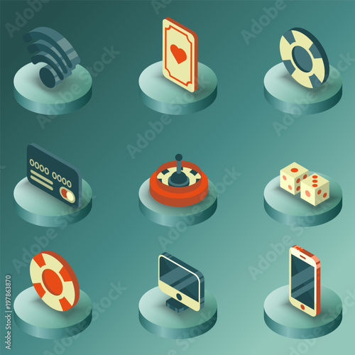 Online casino color isometric icons