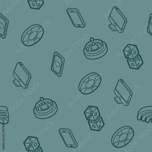 Online casino outline isometric pattern