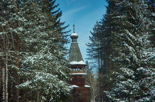 Russian Traditional wooden church photo