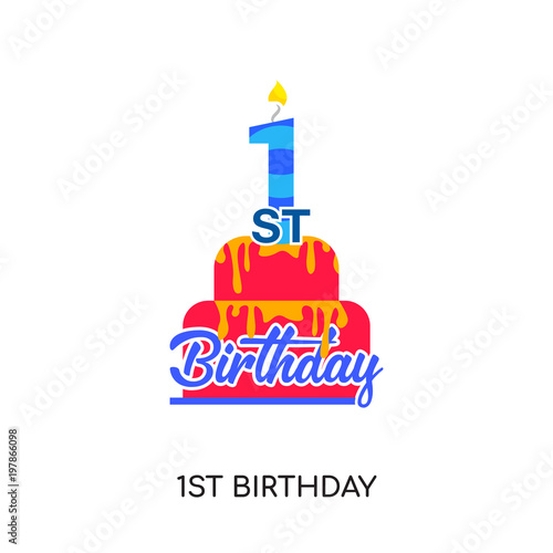 1st birthday logo isolated on white background for your web, mobile and app design
