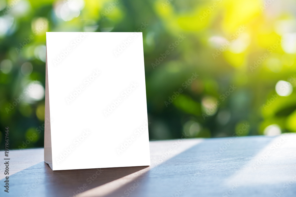 Stand Mock up Menu frame tent card blurred background design key visual layout. Stand Mock up Menu frame tent card blurred background design key visual layout.