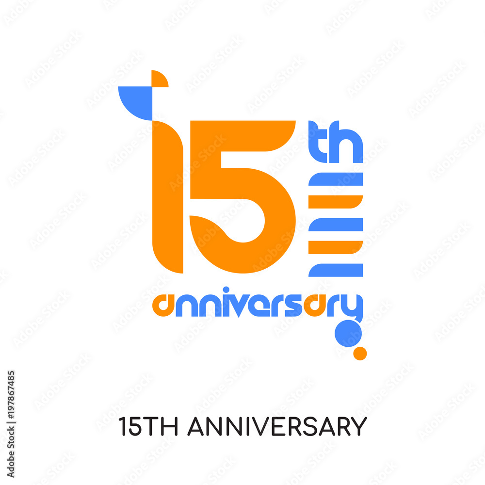 15th anniversary logo isolated on white background for your web, mobile and app design