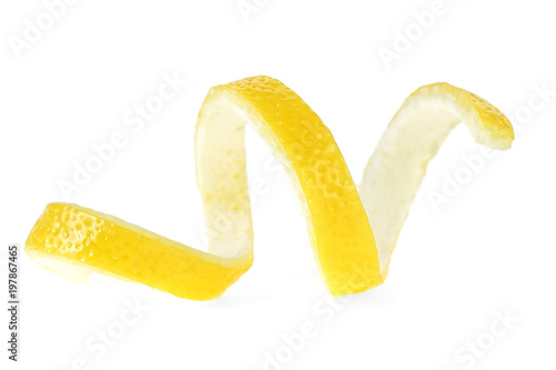 Lemon peel isolated on a white background. Healthy food.