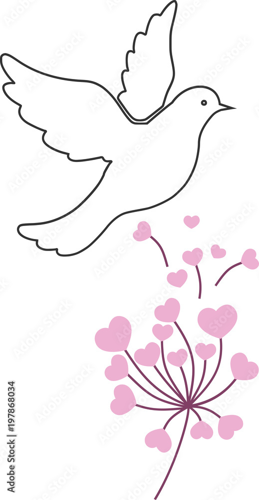 Une colombe et une fleur pour illustrer la commémoration, la paix et l'amour Une colombe et une fleur pour illustrer la commémoration, la paix et l'amour