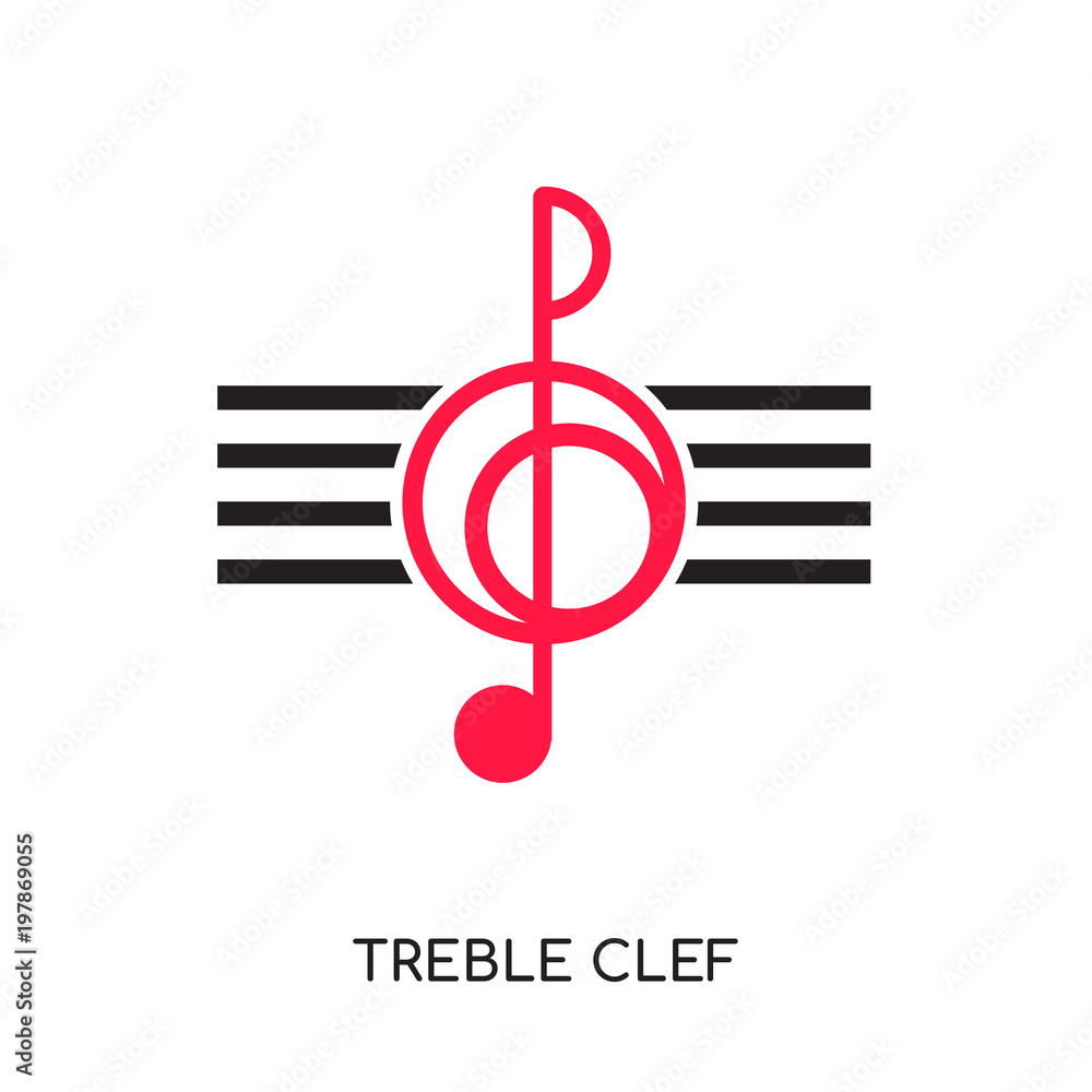 treble clef logo isolated on white background for your web, mobile and