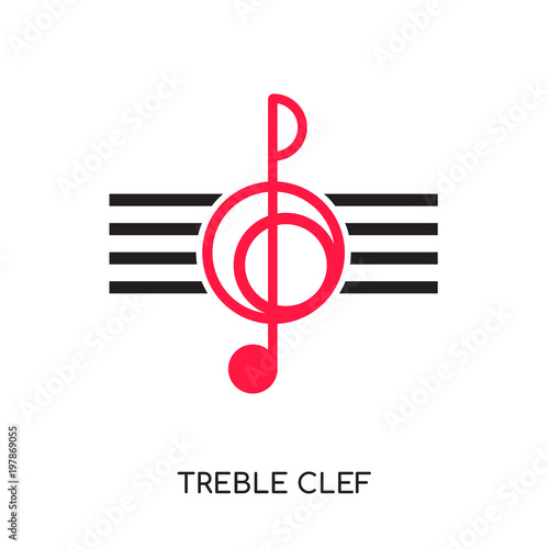 treble clef logo isolated on white background for your web, mobile and app design