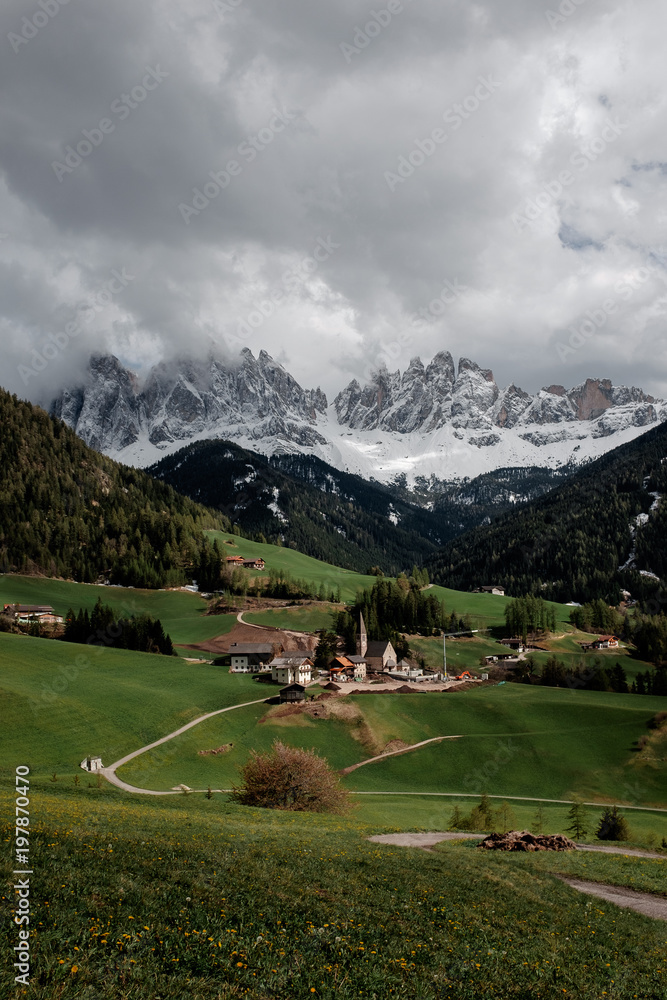 View of the dolomite alps in the north of Italy