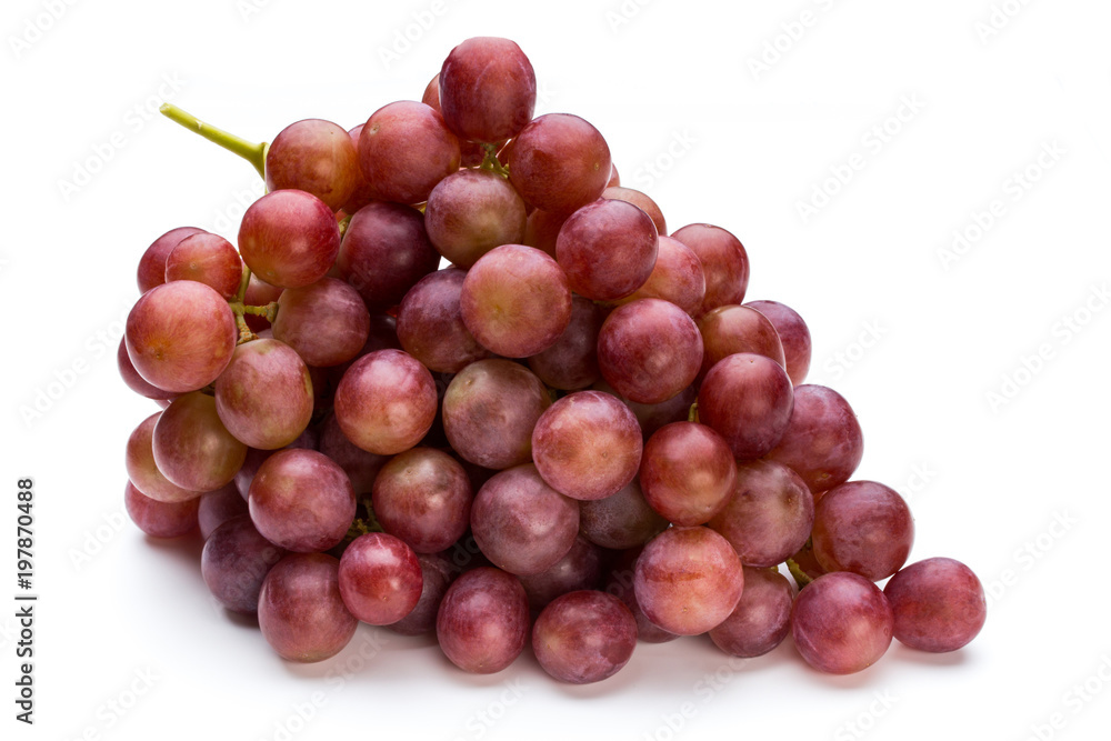 Ripe red grape isolated on white.