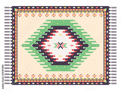 Rug with Native American traditional ornament. Vector illustration