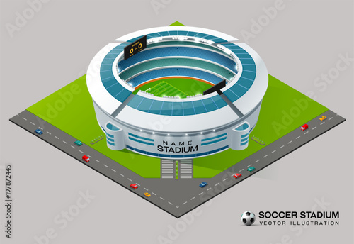 football soccer field stadium isometric
