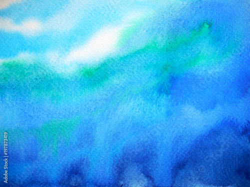 abstract dark blue sky water sea ocean wave watercolor painting illustration design hand drawing © Benjavisa Ruangvaree