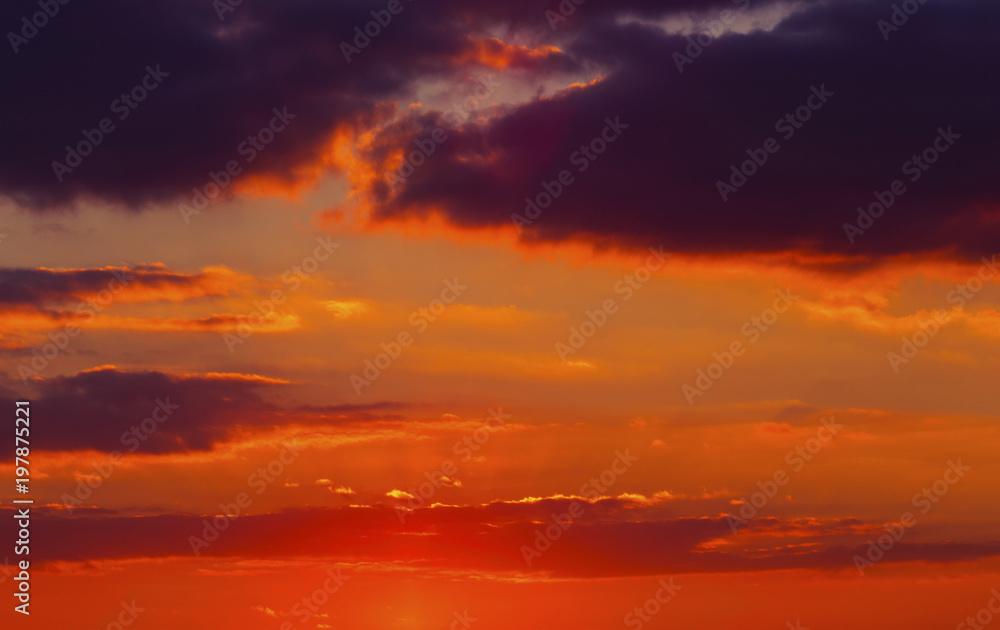 Beautiful sunset with colorful clouds on the sky