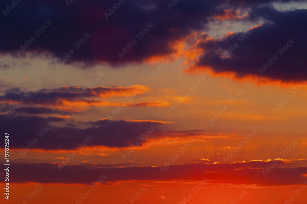 Beautiful sunset with colorful clouds on the sky
