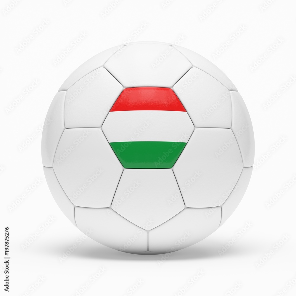 3d rendering of soccer ball with Hungary flag isolated on a white background