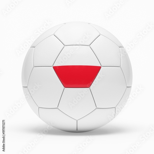 3d rendering of soccer ball with Poland flag isolated on a white background