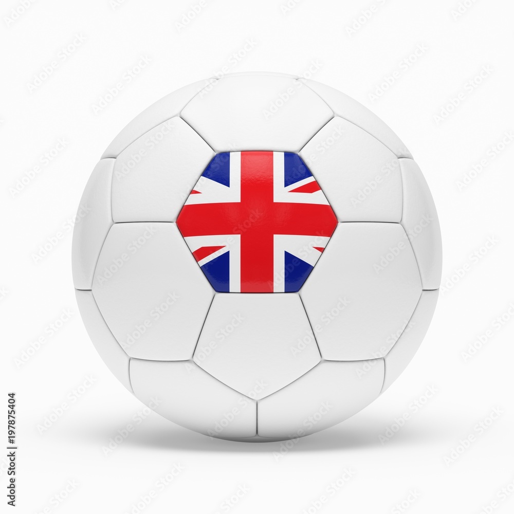 3d rendering of soccer ball with United Kingdom flag isolated on a white background 3d rendering of soccer ball with United Kingdom flag isolated on a white background
