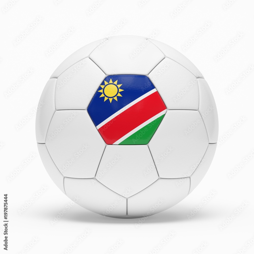 3d rendering of soccer ball with Namibia flag isolated on a white background 3d rendering of soccer ball with Namibia flag isolated on a white background