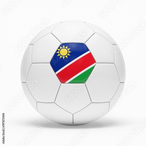 3d rendering of soccer ball with Namibia flag isolated on a white background