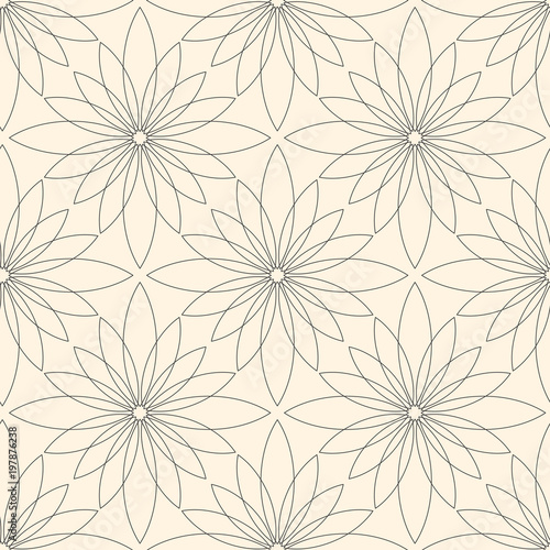 Seamless flower pattern on beige background
